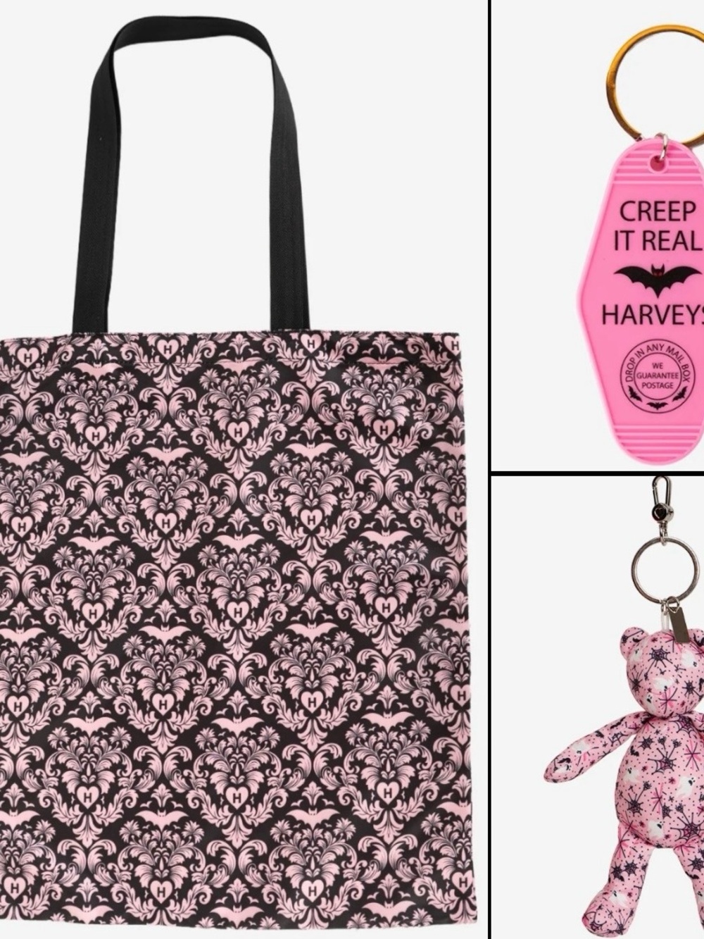 Harveys Seatbelt Sumerween Pink-A-Boo shoppers tote / Cali Bear / hotel keychain